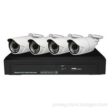 A-POE NVR 4CH 1080P/960P NVR and IPC Kits with 4pcs 1/4CMOS 1.0MP 3.6/6mm Lens